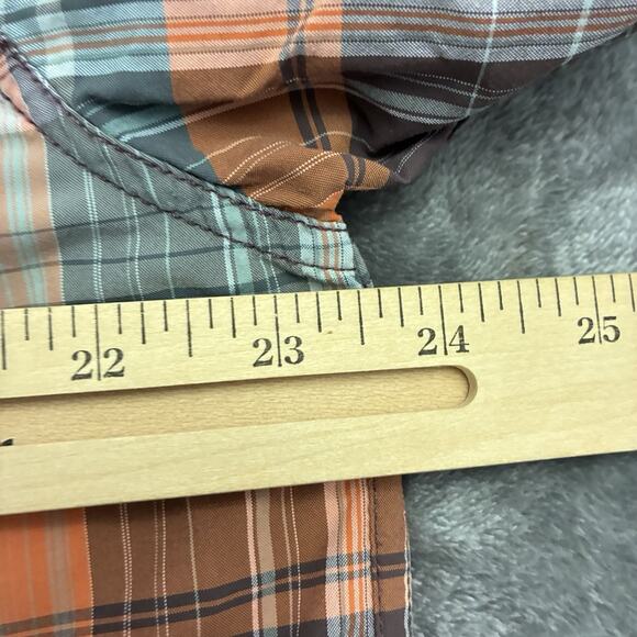 Prana Shirt Mens Large Brown Plaid Short Sleeve Button Up Organic Cotton Outdoor - Picture 7 of 10